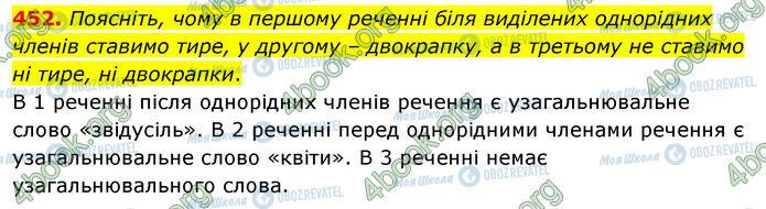 ГДЗ Українська мова 5 клас сторінка 452