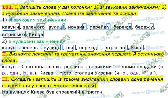 ГДЗ Українська мова 5 клас сторінка 102