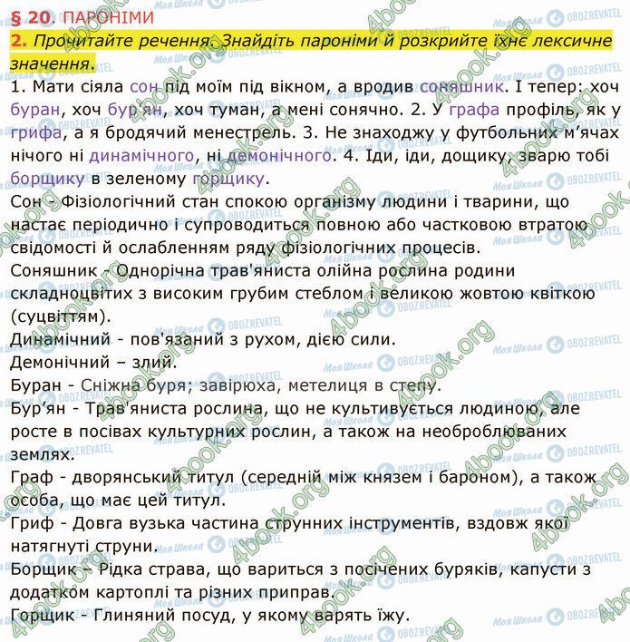 ГДЗ Укр мова 5 класс страница §20 (2)