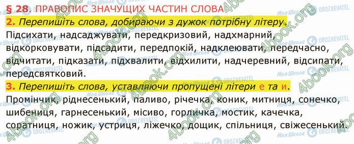 ГДЗ Українська мова 5 клас сторінка §28 (2-3)