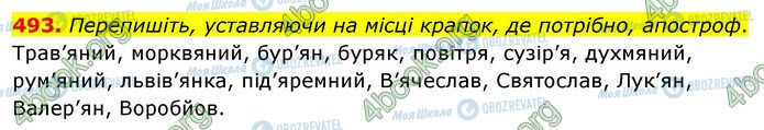 ГДЗ Українська мова 5 клас сторінка 493