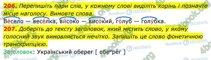 ГДЗ Укр мова 5 класс страница 206-207
