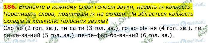 ГДЗ Українська мова 5 клас сторінка 186