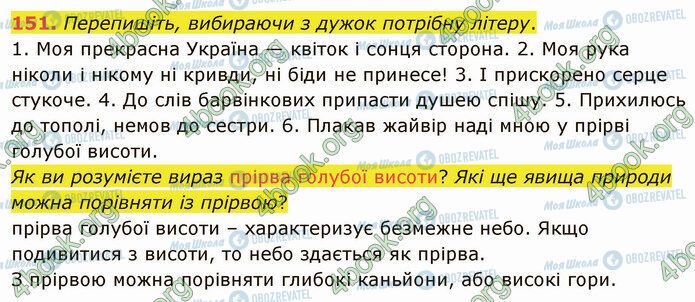 ГДЗ Українська мова 5 клас сторінка 151