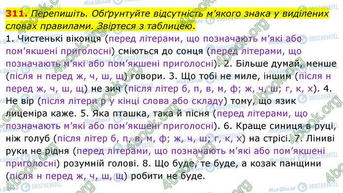 ГДЗ Українська мова 5 клас сторінка 311