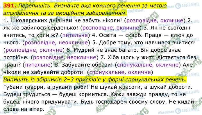 ГДЗ Українська мова 5 клас сторінка 391