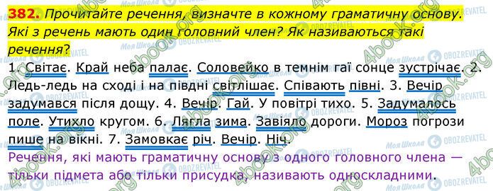 ГДЗ Українська мова 5 клас сторінка 382