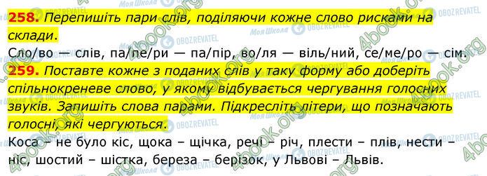 ГДЗ Українська мова 5 клас сторінка 258-259