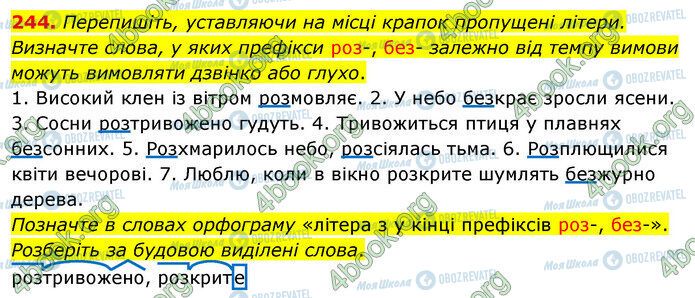 ГДЗ Українська мова 5 клас сторінка 244