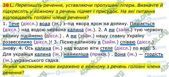 ГДЗ Українська мова 5 клас сторінка 381