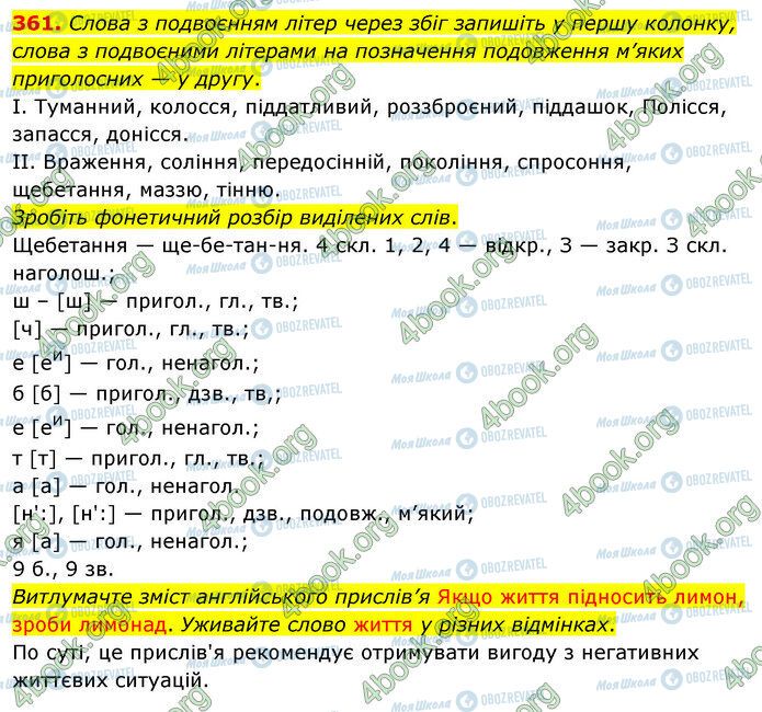 ГДЗ Українська мова 5 клас сторінка 361