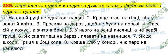 ГДЗ Українська мова 5 клас сторінка 285