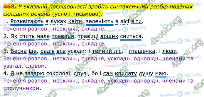 ГДЗ Українська мова 5 клас сторінка 468