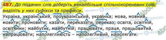 ГДЗ Українська мова 5 клас сторінка 487