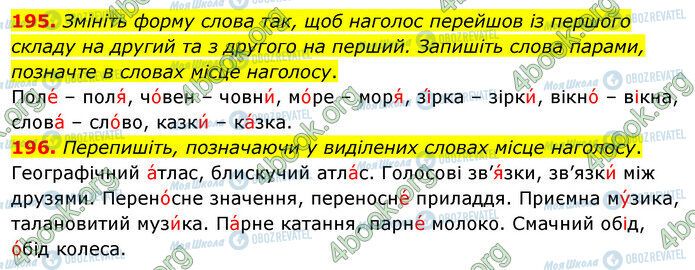 ГДЗ Українська мова 5 клас сторінка 195-196