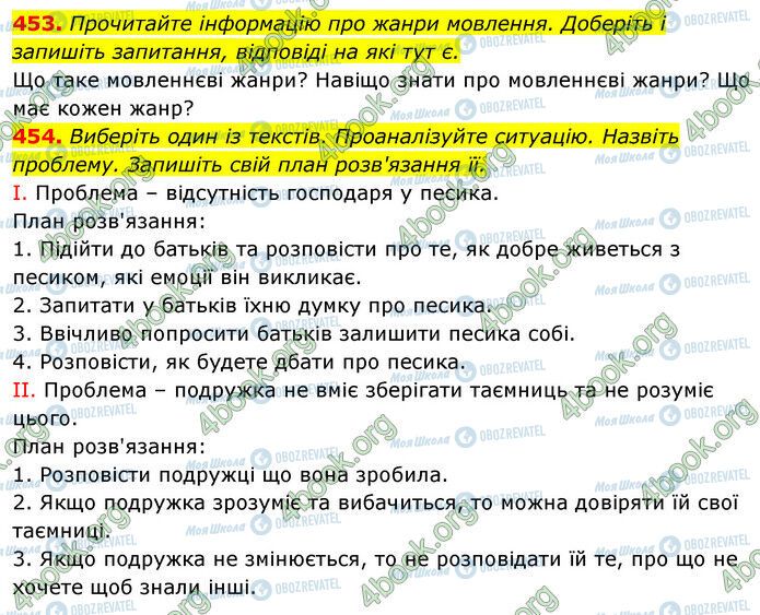 ГДЗ Укр мова 5 класс страница 453-454