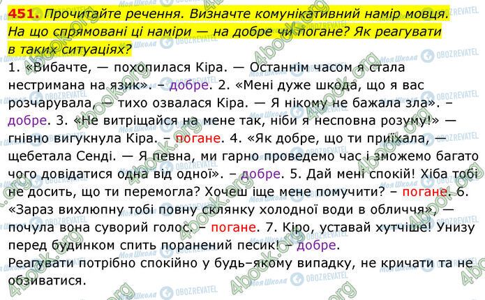 ГДЗ Українська мова 5 клас сторінка 451