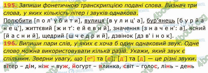 ГДЗ Українська мова 5 клас сторінка 195-196