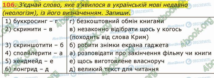 ГДЗ Українська мова 5 клас сторінка 106