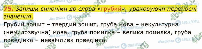 ГДЗ Українська мова 5 клас сторінка 75