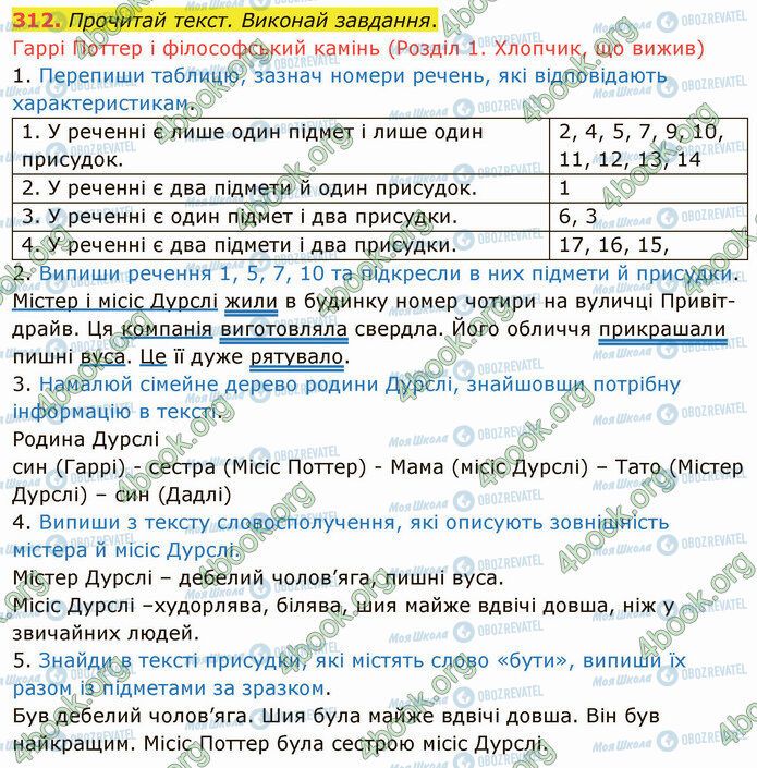 ГДЗ Українська мова 5 клас сторінка 312