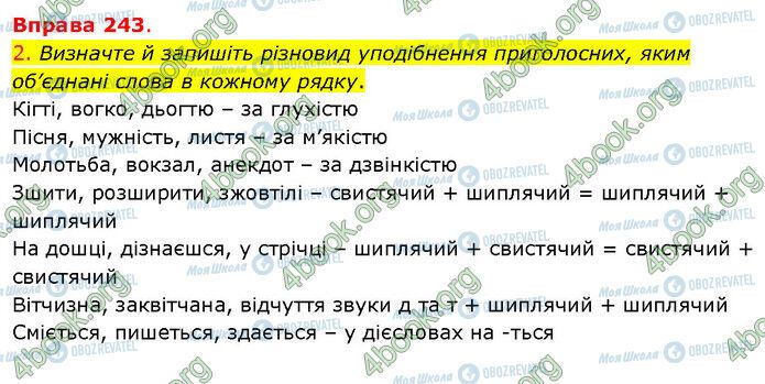 ГДЗ Українська мова 5 клас сторінка 243