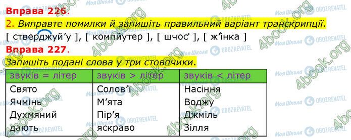 ГДЗ Українська мова 5 клас сторінка 226-227