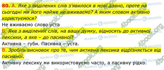 ГДЗ Українська мова 6 клас сторінка 80