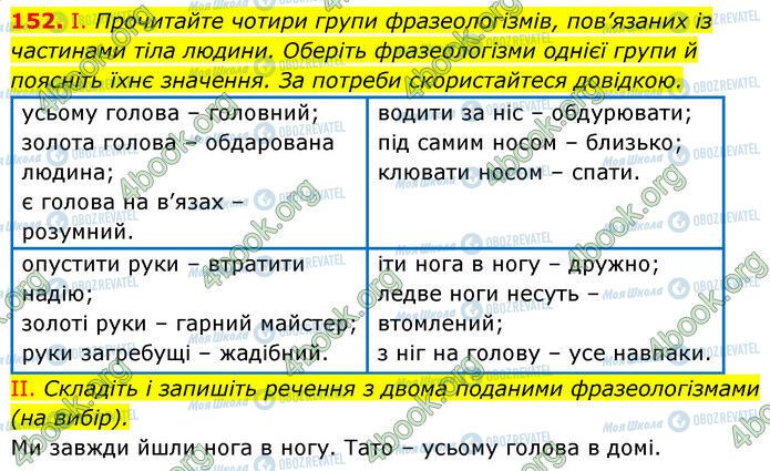 ГДЗ Українська мова 6 клас сторінка 152