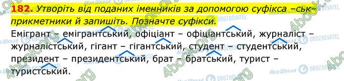 ГДЗ Українська мова 6 клас сторінка 182