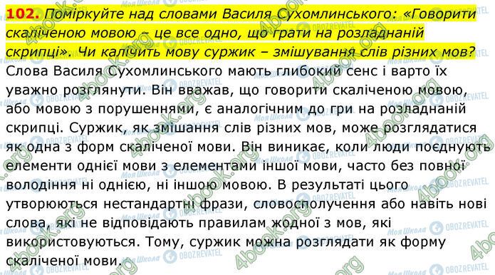 ГДЗ Українська мова 6 клас сторінка 102