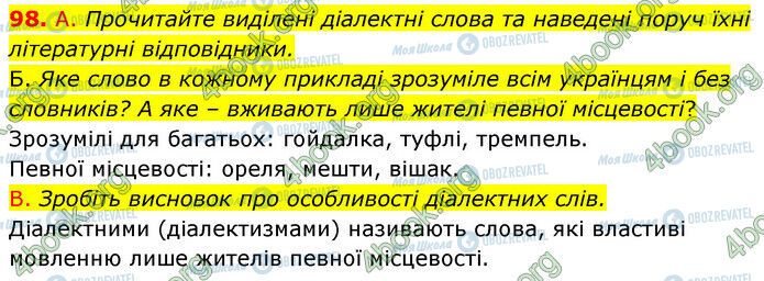 ГДЗ Українська мова 6 клас сторінка 98