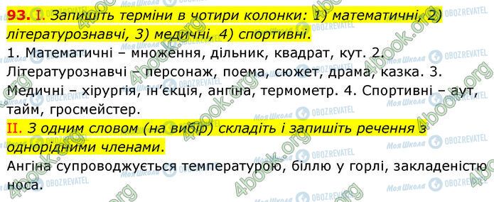 ГДЗ Українська мова 6 клас сторінка 93