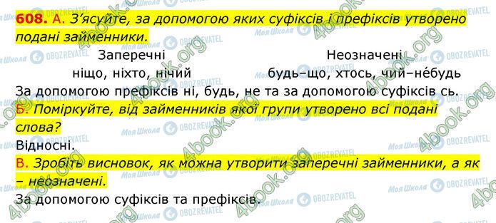 ГДЗ Українська мова 6 клас сторінка 608