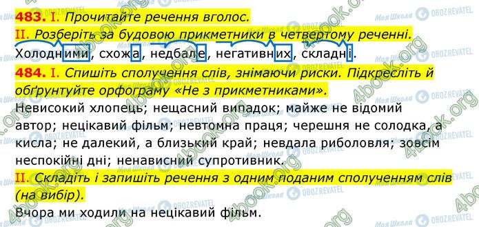 ГДЗ Українська мова 6 клас сторінка 483-484