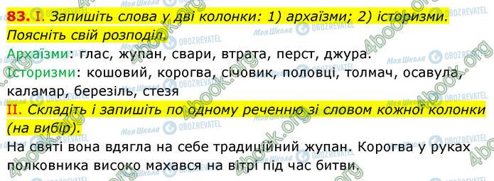 ГДЗ Українська мова 6 клас сторінка 83