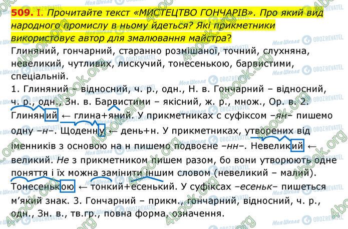 ГДЗ Українська мова 6 клас сторінка 509