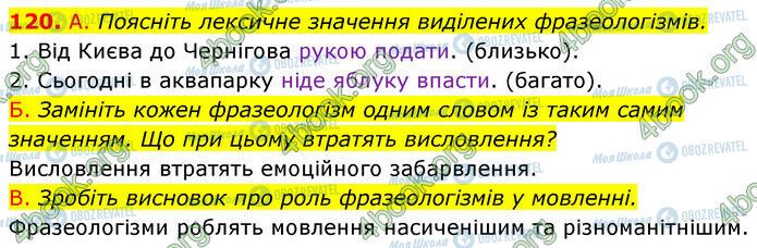 ГДЗ Українська мова 6 клас сторінка 120