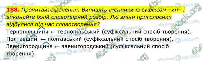 ГДЗ Українська мова 6 клас сторінка 188