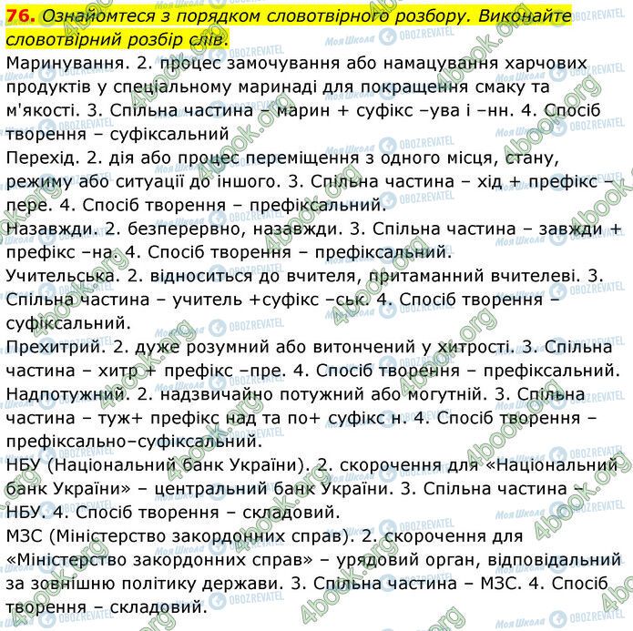 ГДЗ Українська мова 6 клас сторінка 76