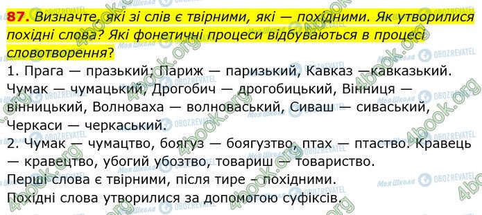 ГДЗ Українська мова 6 клас сторінка 87