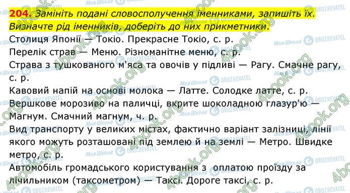 ГДЗ Українська мова 6 клас сторінка 204