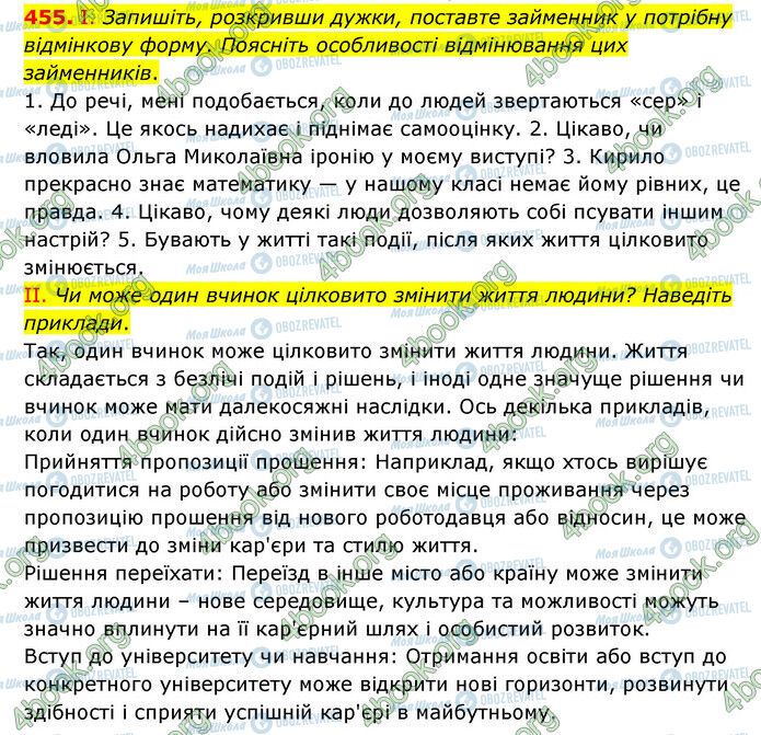 ГДЗ Українська мова 6 клас сторінка 455