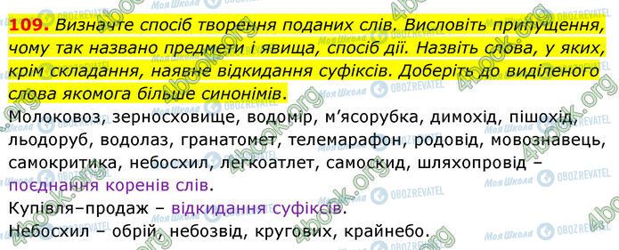 ГДЗ Українська мова 6 клас сторінка 109