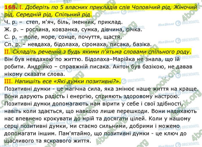 ГДЗ Українська мова 6 клас сторінка 168