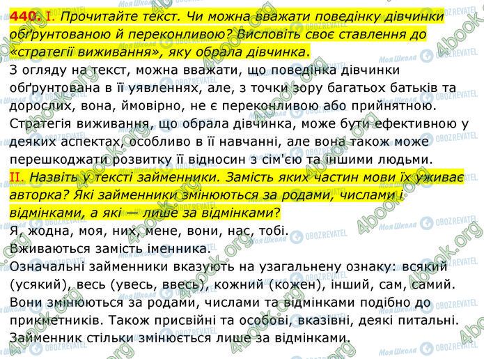 ГДЗ Українська мова 6 клас сторінка 440