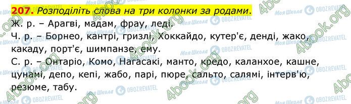 ГДЗ Українська мова 6 клас сторінка 207