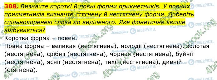 ГДЗ Українська мова 6 клас сторінка 308