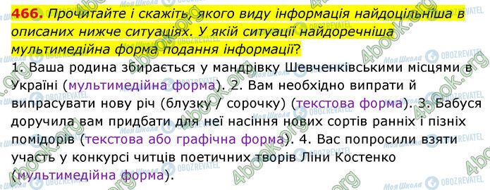 ГДЗ Українська мова 6 клас сторінка 466