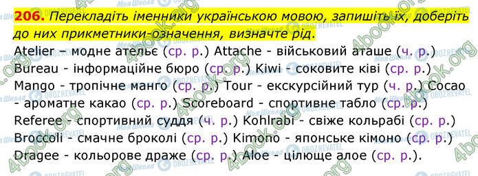 ГДЗ Українська мова 6 клас сторінка 206